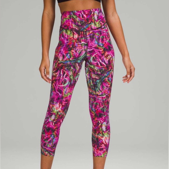 Lululemon Base Pace High-Rise Running Tight 25" Hyper Flow Pink Multi Size 0 - Picture 2 of 6
